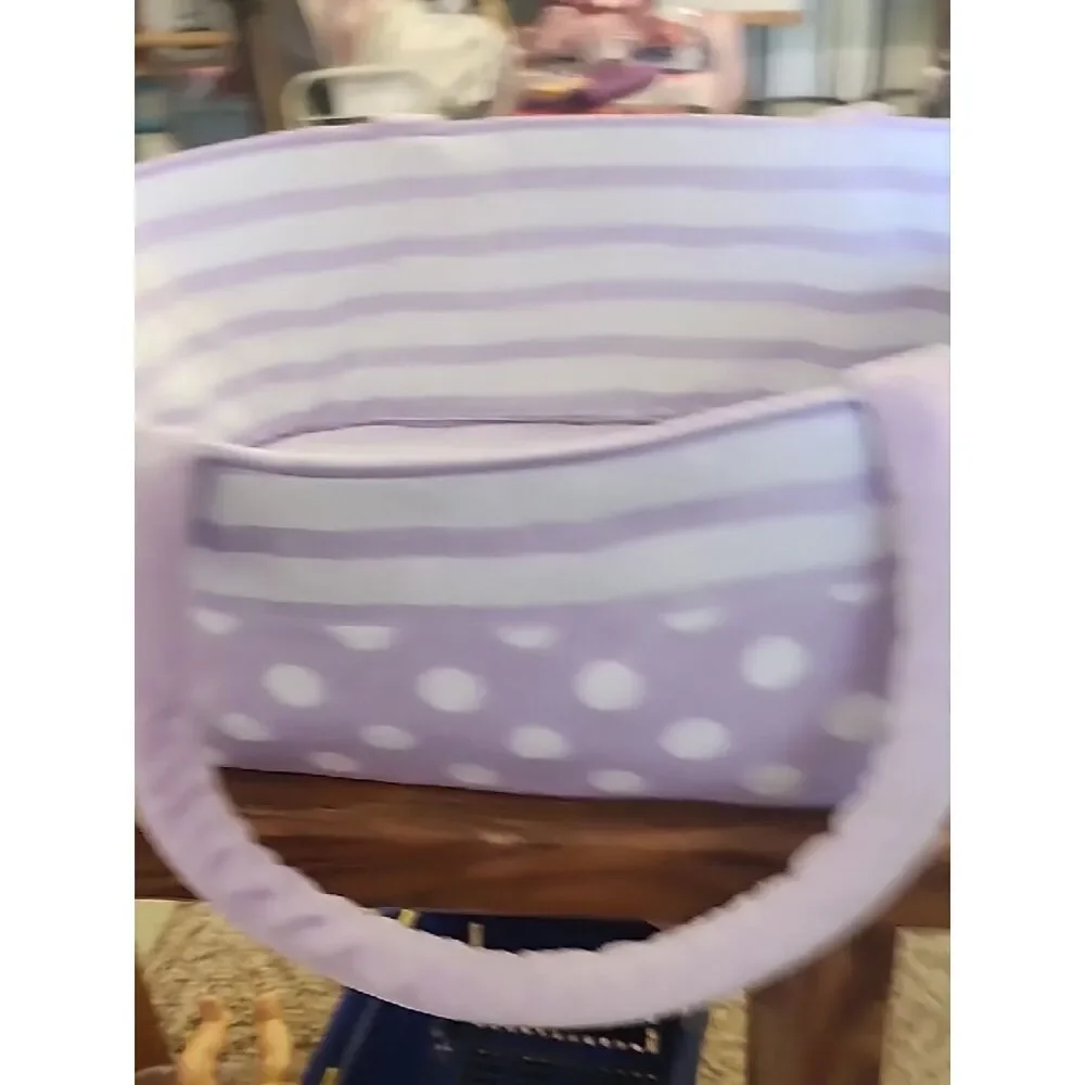 Reborn Lavender Polka Dot & Stripe Fabric Bassinet